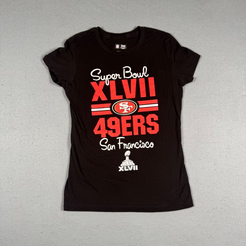 NFL San Francisco 49ers Super Bowl XLVII T-Shirt Womens Medium Black Graphic Tee